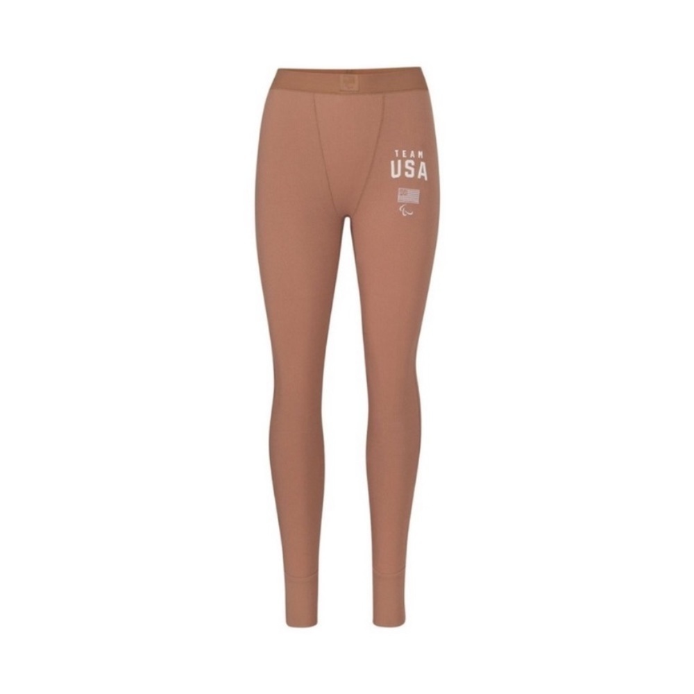 SKIMS Team USA Olympic capsule ribbed pants size XS In Sienna NEW